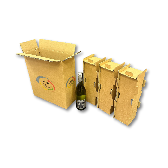 Custom Printed Wine Bottle Shipping Boxes - Brown